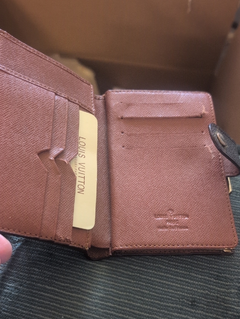 Vtg Louis Vuitton Monogram Canvas Brown & Tan Snap Wallet W Kiss Lock Coin Purse - Picture 2 of 9